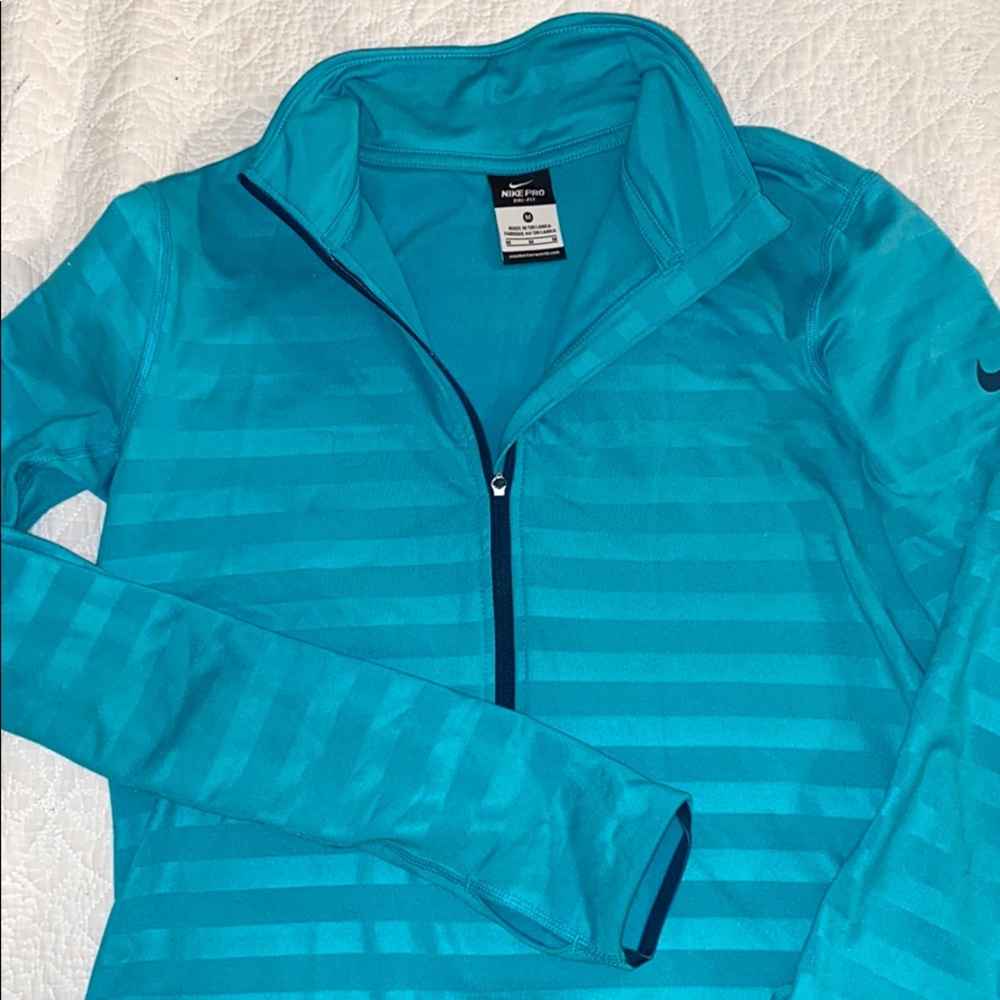 Nike fitted quarter zip in turquoise